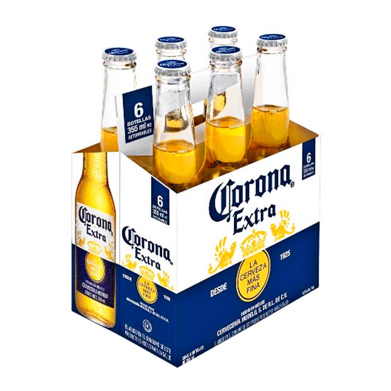 Cerveza Corona Extra Pack 6 Un. Botella 355 ml.